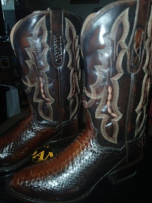Vintage Dan Post Exotic Python Snakeskin Cowboy Western Boots Men's Size 9 B