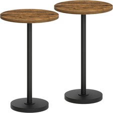 Round Side Table Set of 2 Tall Drink End Table Small Spaces Pedestal Style