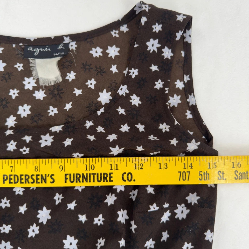 Vestido Floral Agnes B Paris XS Marrón Hasta la Rodilla Sin Mangas Informal Fiesta Años 90 Preparación Foto 4 de 4