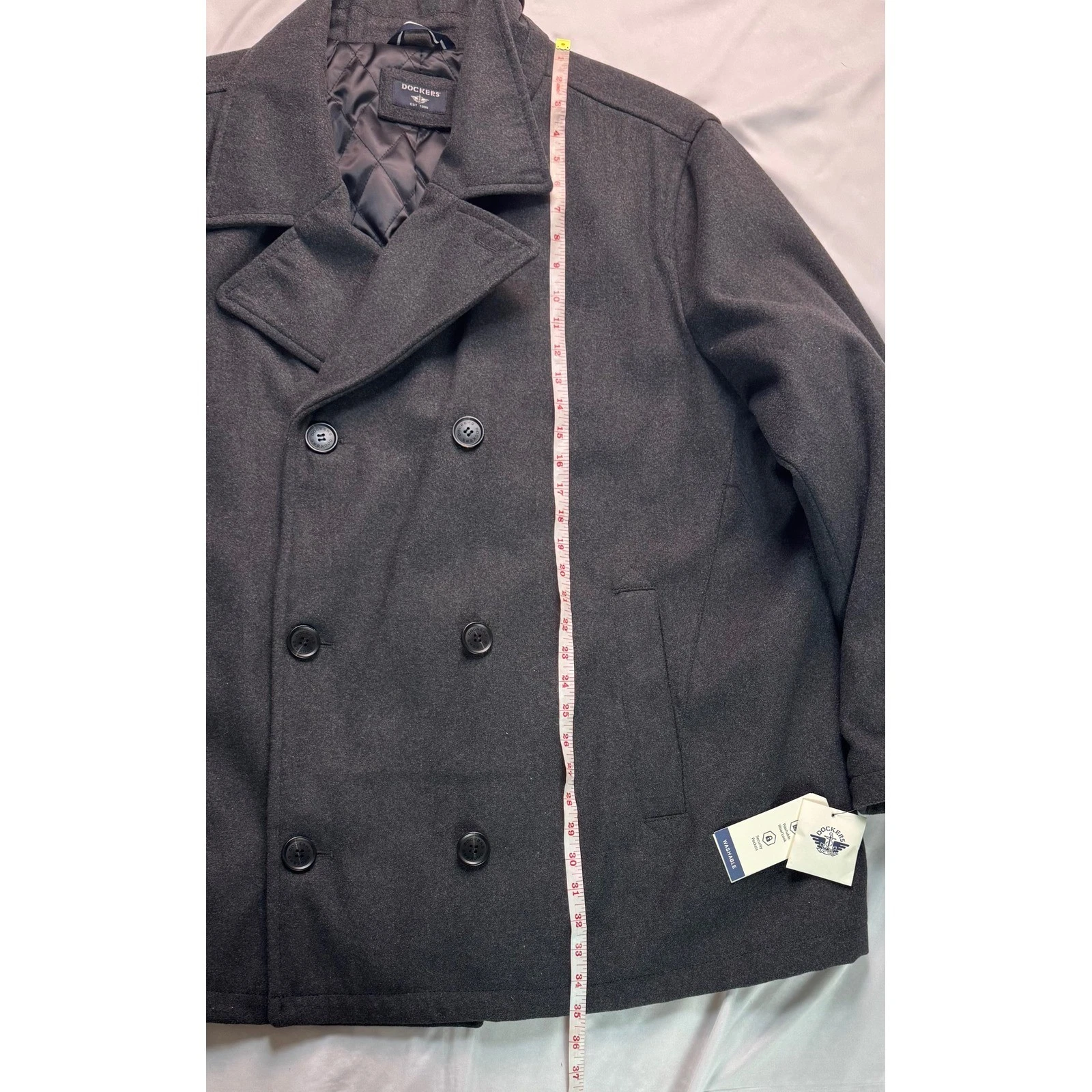 Dockers Mens Wool Blend Pea Coat Charcoal Gray Double Breasted 3XL NEW - product detail image 5