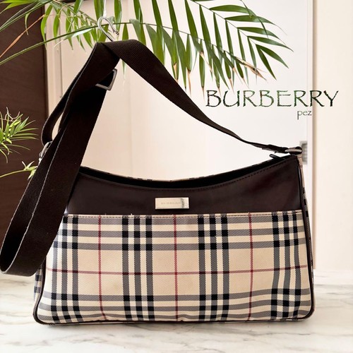 BURBERRY Nova Check Leder Schultertasche Canvas Braun Crossbody Bag - Bild 13 von 24