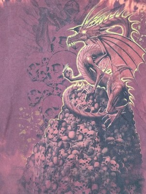 The Mountain Mens T-shirt Red Evolution Red Skull Dragon Retired Logo XL #5267
