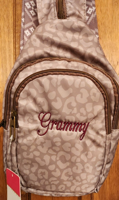 Marleylilly Sling Bag Backpack Monogrammed ''Grammy'' Leopard Print - NWT