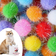60 bolas de pompones para gatos, juguetes interactivos con pompones