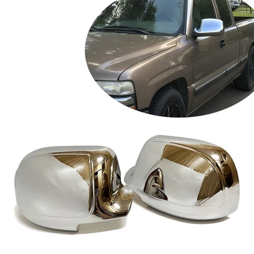 Chrome Side Mirror Covers Add-on Style Fit Chevy Silverado 1999 2000 2001-2006