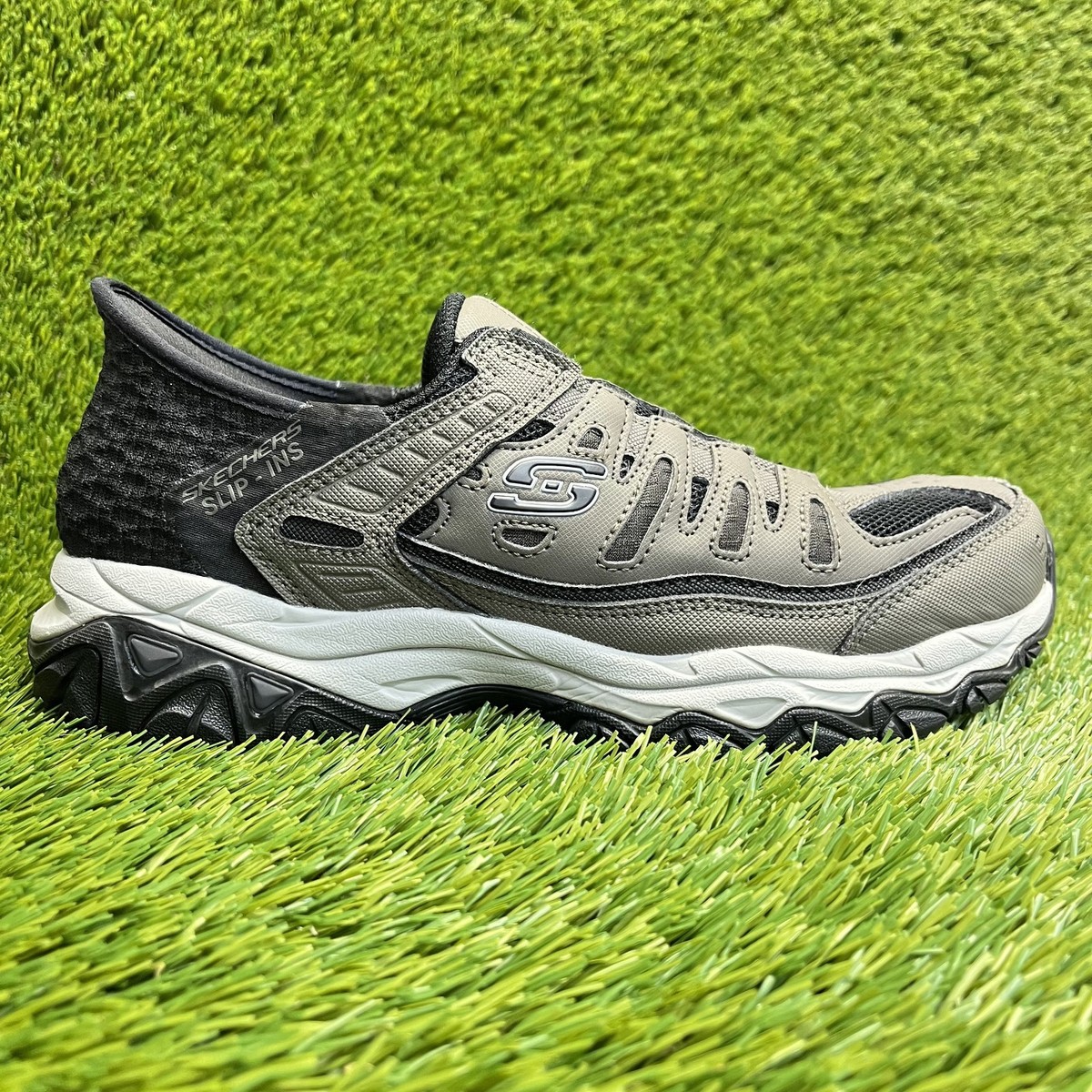 Skechers After Burn Fit Ridgeburn Mens Size Gray Olive Shoes Sneakers