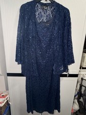 Alex Evenings Dress Tea Length Jacket Navy Blue Plus Women sz 20 W  NEW NWT AE5