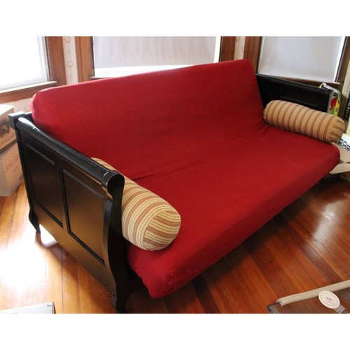 Red CottonBelle Futon Cover & Pillows Full Size Xtra Loft Sunbrella Fabric