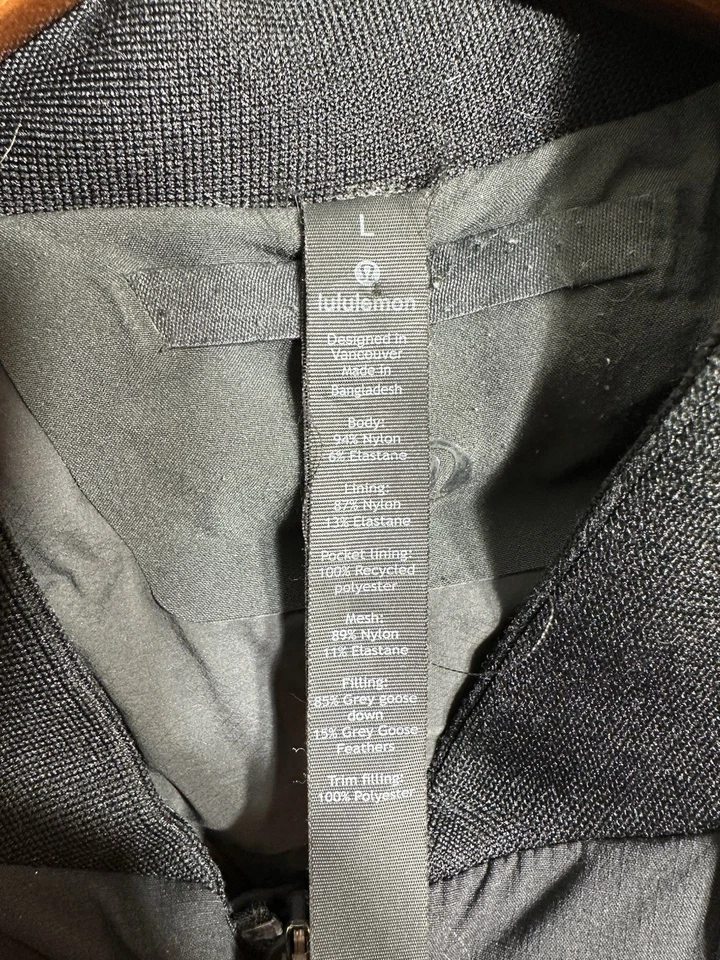 Lululemon Switch Over Bomber Jacket Mens Large Black Goose Down Full Zip Puffer - Image 3 of 4