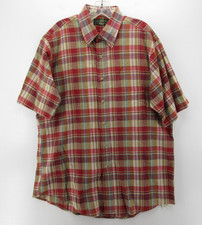 VINTAGE Orvis Shirt Men Large Red Madras Plaid Button Down Field 90s USA Made