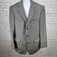 Stafford Grey 100 Wool 3 Button Ventless Notch Blazer Suit Sport Coat 42L