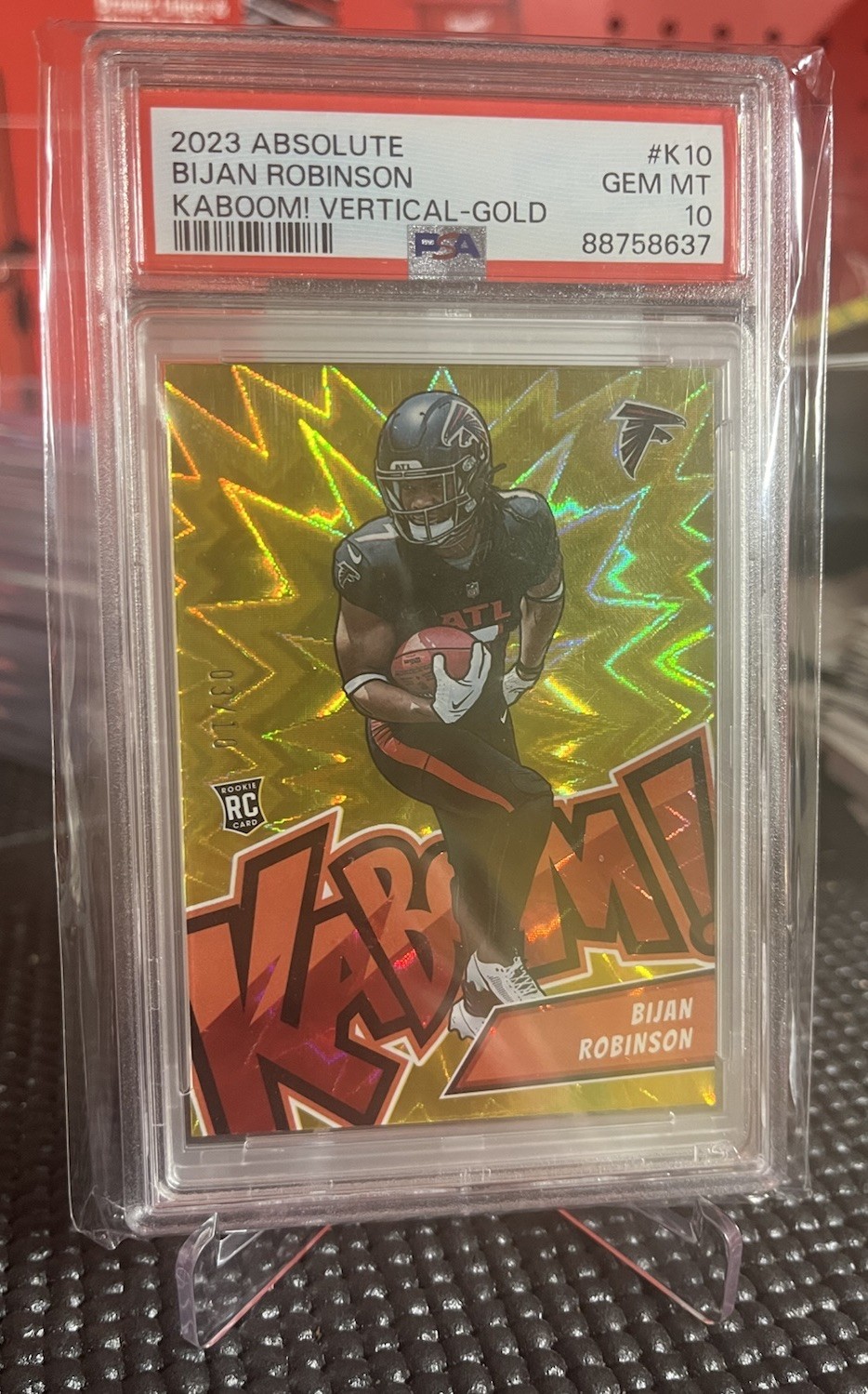 Bijan Robinson Panini Absolute Kaboom! Vertical #K10 Gold