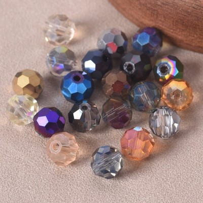 Round 32 Facets Cut Ball 3mm 4mm 6mm 8mm Faceted Crystal Glass Loose Beads Lot