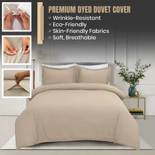 Cream Color Duvet Quilt Cover Set with Pillow Shams Soft Comforter Covers Sets