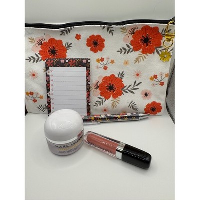 Marc Jacobs Youthquake Gel Creme Lip Lacquer Floral Makeup Bag Pen Notepad Set