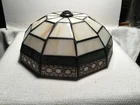 VINTAGE 8 1/2" SPECTRUM TIFFANY STYLE STAINED GLASS CEILING LIGHT FIXTURE SHADE