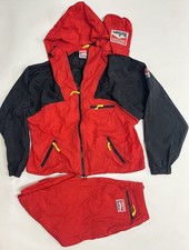 Vtg 90s Marlboro Adventure Team Windbreaker Track Suit Rain Gear Red Black Sz L