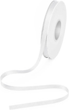 3/8 Inch 50 Yards White Double Faced Satin Ribbon Polyester Full Dull Fabric Rib