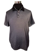 Perry Ellis Polo Shirt Men's Size X-Large Black Stripes Casual Short Sleeves