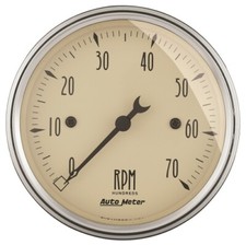 Auto Meter 1898 3-18 Antique Beige Electric Tachometer Gauge 0-7000 Rpm