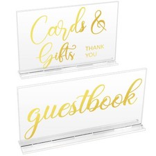 2 Pieces Acrylic Wedding Reception Sign Guest Book Sign Cards And Gifts Wedding