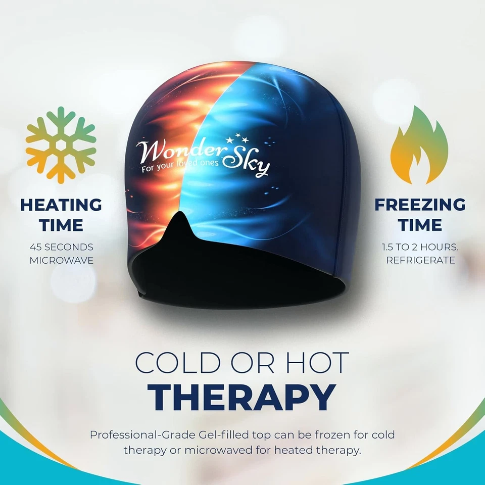 Migraine Relief Cap Top Coverage Ice Head Wrap Cold Therapy Medium - Image 4 of 4