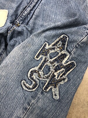 Vintage Y2K Akademiks Baggy Style Patchwork Denim Jeans Mens 36x34