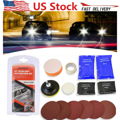 Heavy Duty Headlight Restoration Kit Car Lens Lamp Cleaning Sanding Repair Tool