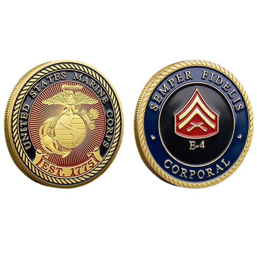 United States Marine Corps Challenge Coin Corporal E4 EST 1775 Commemorative