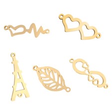 Gold Plated Stainless Steel Connectors Mixed Jewelry Making Findings 10pcs