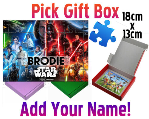 Personalised Star Wars Kids 12/80pc JIGSAW PUZZLE - Custom Name! - 18cm by 13cm - Picture 1 of 7