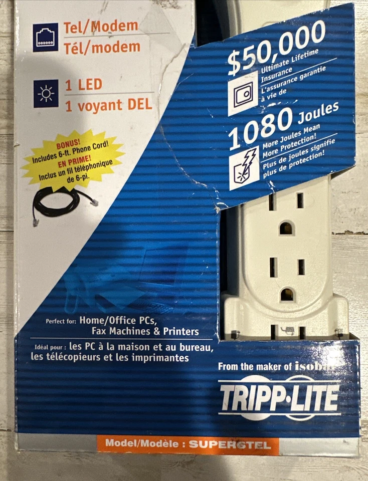 Tripp Lite SUPER6TEL Surge Protector 6 Ft Cord - 7 Outlets 1080 Joules - NEW!! - Image 3 of 4