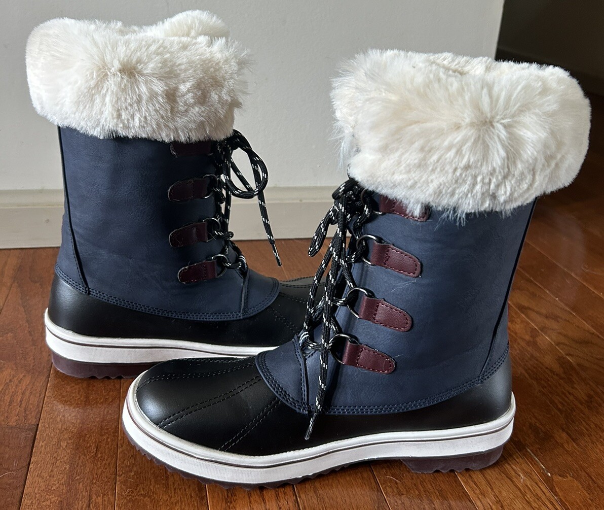 Nautica Faux Fur Lined Rain Duck Boots Women display picture 1