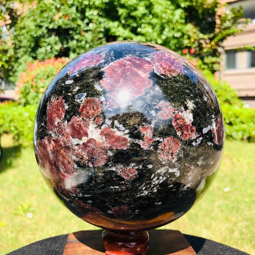Bola de piedra de fuegos artificiales de cristal esfera granate natural grande de 14,8 lb curación de Reiki - Imagen 4 de 16