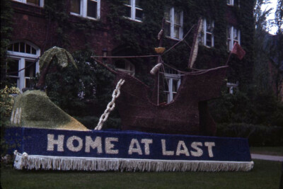 Kodak 35mm Slide 1950s Red Border Kodachrome Home at Last Parade Float