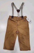 NEW 34 OshKosh Baby B'gosh Boys Suspender Pants Brown 3-6 Months