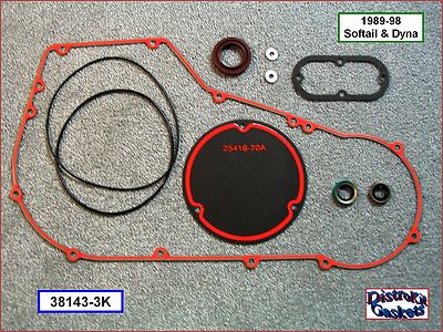 Primary Cover (Beaded) Gasket & Seal Kit, 89-99 Evo Softail, Dyna w/Derby gasket