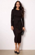 Evereve Alfie Sweater Dress tie waist long sleeve bodycon size S Black Sparkles