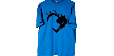 Cat Mom Heart Vinyl Designed T-Shirt Hand Crafted NWOT