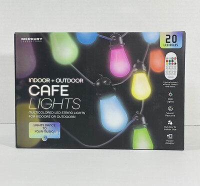 Merkury  Indoor + Outdoor Cafe Lights | Multicolored LED HEAVY DUTY RUBBER 