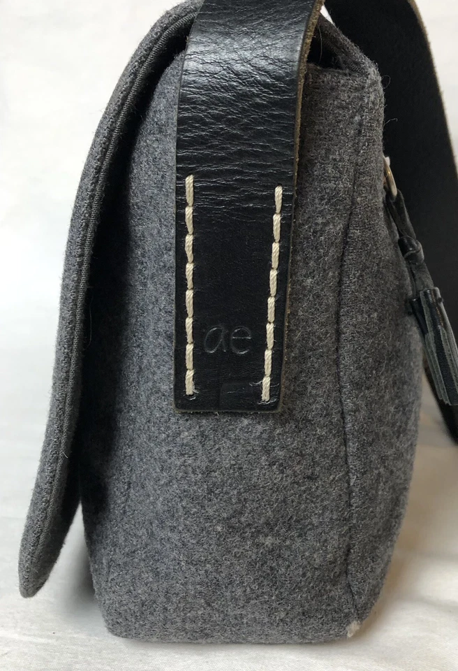 Bolso de Hombro AEO para Mujer Gris 80% Lana Negro Cuero Genuino Mango Informal Foto 3 de 4