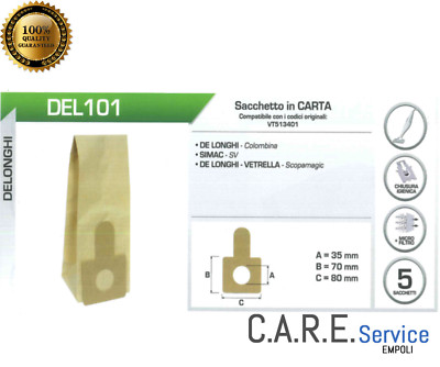 5 Sacchetti Per Aspirapolvere De'Longhi XTCN – Modello Darel, Alta Filtrazione A 5 Strati, Antiallergico - 2