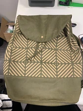 "Pre owned' DEUX LUX gray and khaki backpack (used condition, see photos)
