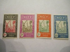 Four 1921-1940 Niger Postage Stamps - 2, 3, 5, 10 Denomination
