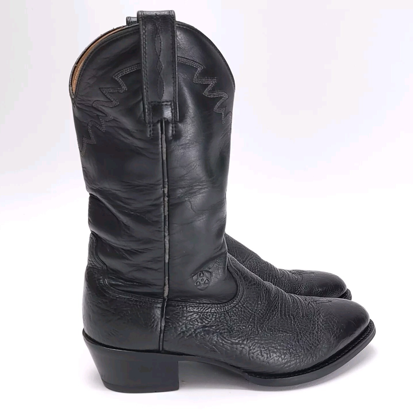 Ariat Men's 9D Black Leather Cowboy Boots for Rodeo Ranch Work