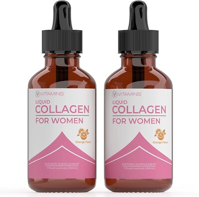 Pack of 2 Liquid Biotin & Collagen Supplements for Hair, Skin & Nails