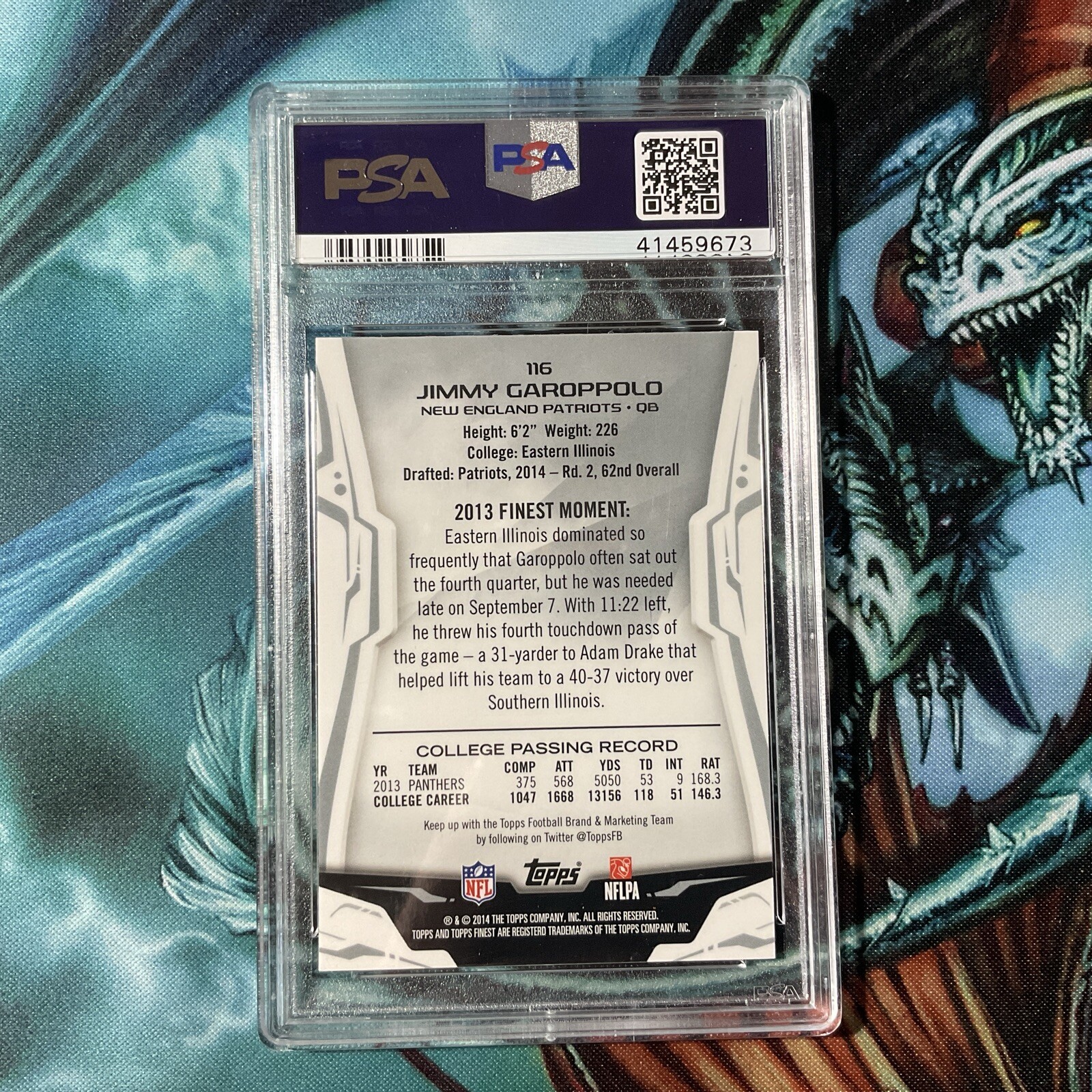 2014 TOPPS FINEST FOOTBALL Jimmy Garoppolo  RC Rookie PSA 10 GEM view 7