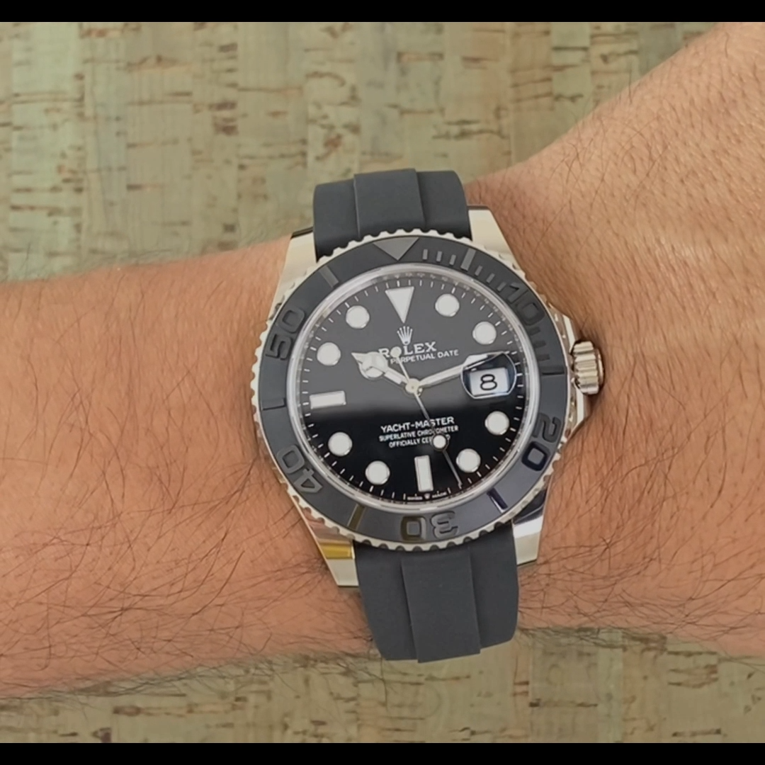 NEW Rolex Yacht-Master 42 18k White Gold Mens Oysterflex Watch B/P