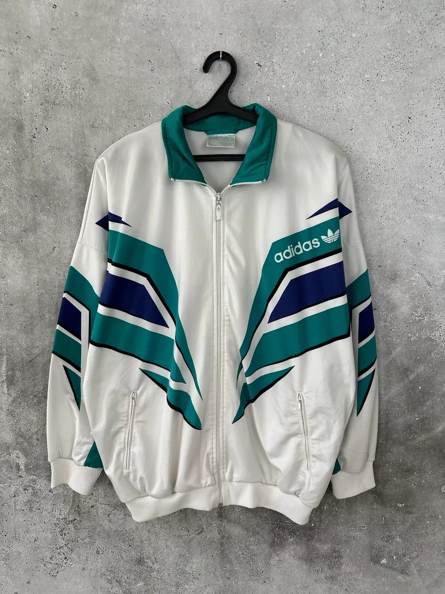 VINTAGE 90's ADIDAS ORIGINALS FULL ZIP WHITE TRACK JACKET MEN'S SIZE L