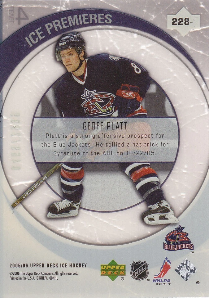 2005-06 Upper Deck Ice Geoff Platt Rookie #228 Serial #0469/2999 - Image 2 of 2